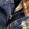Men's Casual And Loose Hole Stitching Drape Characteristic Foot Denim Shorts