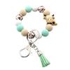 Highland Cow Silicone Tassels Keyring Durable Silicone Beaded Wrist Lanyard with Highland Cow Accent Keychain Pendant