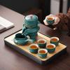 New Chinese teapot coarse pottery automatic kung fu tea set lazy tea business souvenir anti-scalding stone grinding tea set