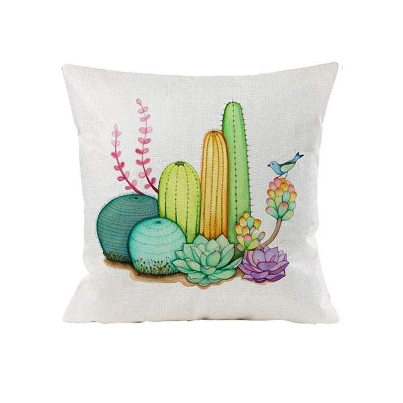 Simple Modern Green Leaves Tropical Plant Series Linen Pillowcase Nordic Small Fresh Style Cushion Cover