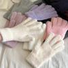 Imitation Mink Fur Knitted Gloves Winter Warm Thick Velvet Five Finger Gloves Women Outdoors Cycling Solid Color Mittens