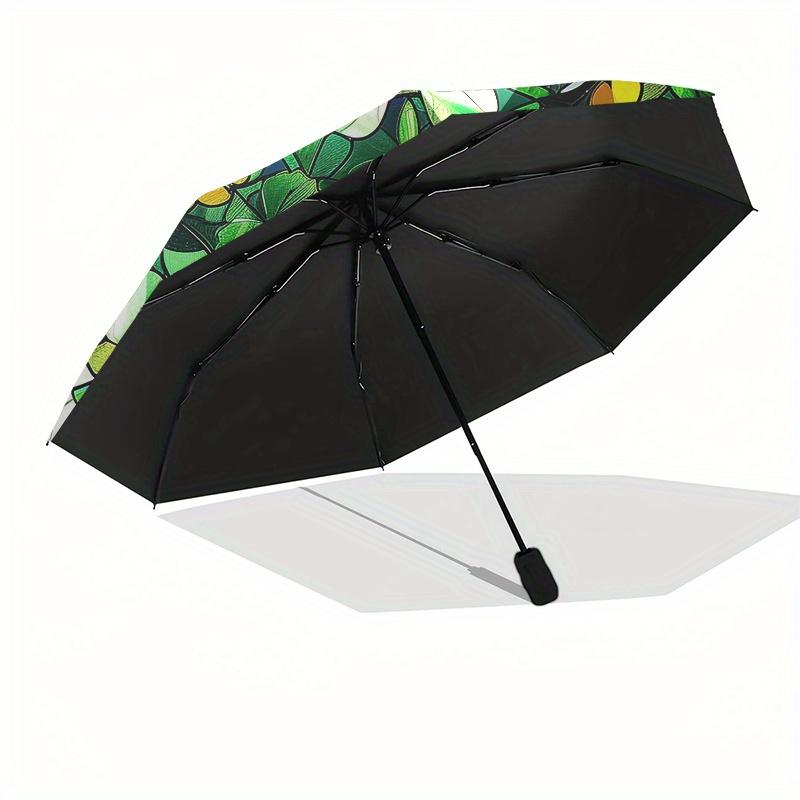 Stunning Stained Panel: Floral FantasyUmbrella, Portable 3-Fold Compact Umbrella for Men & Women Gift