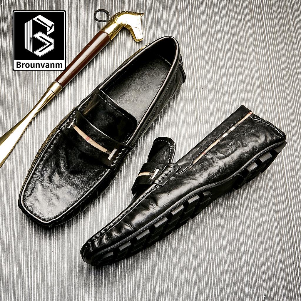 Мужская обувь Bowei из натуральной кожи. Обувь Doudou. Мужская повседневная удобная обувь с мягкой подошвой. Дышащие кожаные туфли Lazy с одной педалью.