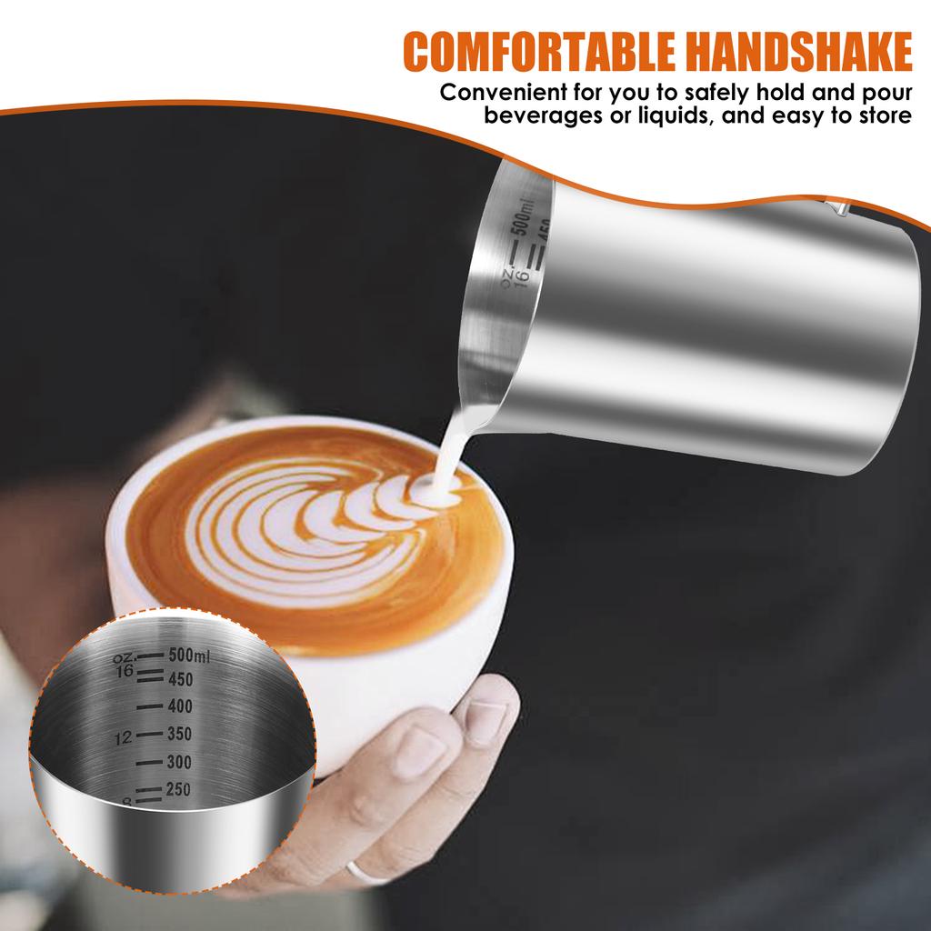 500/1000 мл Кофейник для вспенивания молока Кувшин из нержавеющей стали Точная шкала Кувшин для вспенивания молока с ручкой Латте Бариста Профессия
