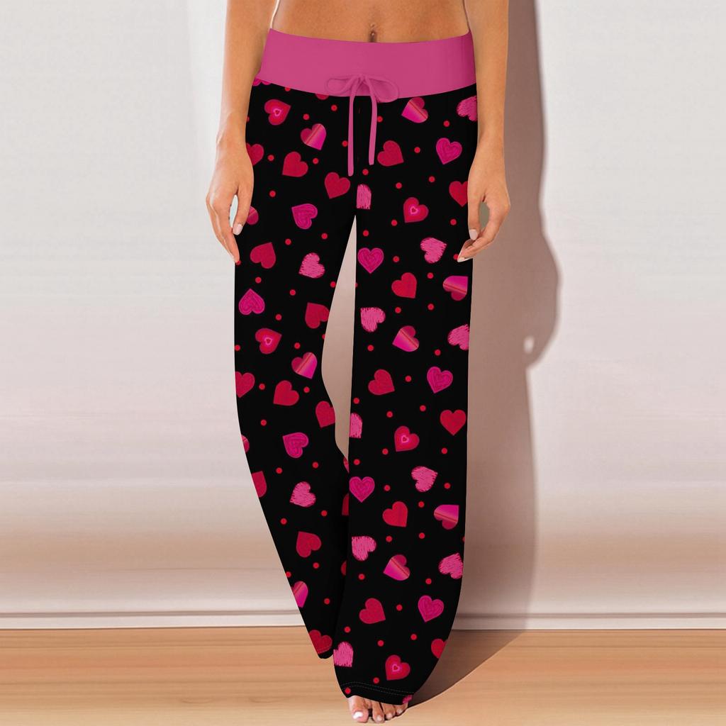 Женские пижамные штаны, одежда для сна, повседневные брюки с эластичной резинкой на талии, удобные прямые свободные брюки для йоги