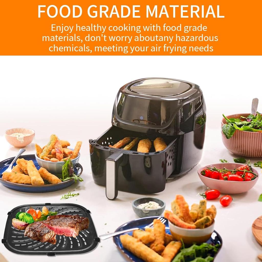 GCQ Air Fryer Replacement Parts for PowerXL Vortex Pro 8 QT Air Fryer, Oval 10''*10''Food Grade Stainless Steel Air Fryer Accessories Grill Pan Grill