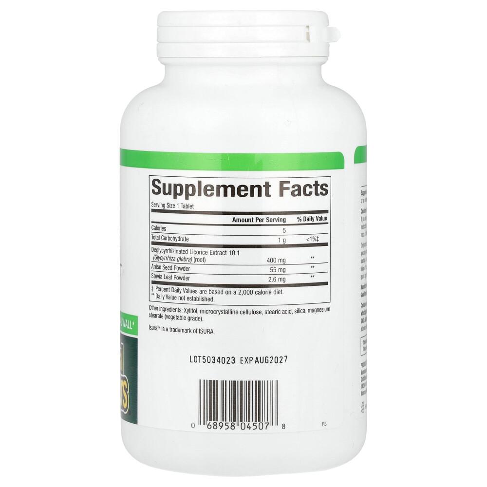 Natural Factors DGL Licorice Root Extract Chewable Tablets, 180 Tablets