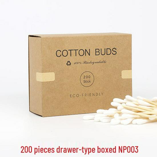 Box of 200 Double-Headed Bamboo Cotton Swabs for Ear Cleaning & Makeup Removal