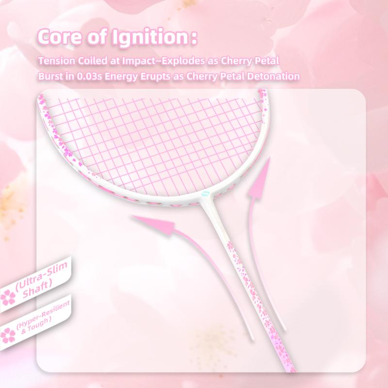 Blossom Rain Women's Composite Carbon Fiber Badminton Racket Ultra-Light 26lbs Pre-Strung, Macaron Pastel Colors , Free Bag