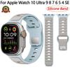 Спортивный двухцветный силиконовый ремешок для Apple Watch Band Ultra 2 49 мм 46 мм 42 44 45 мм браслет для Iwatch Series 10 9 8 7 6 SE 5 4 3
