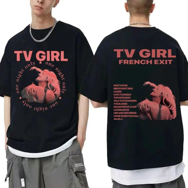 Cults TV Girl French Exit двусторонние футболки с принтом унисекс женская мода свободная футболка унисекс негабаритных черная футболка в стиле хип-хоп