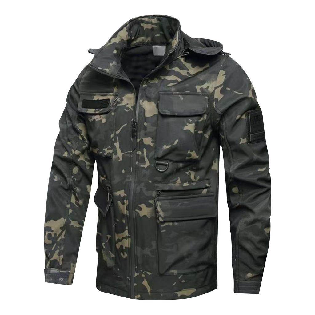 Men's Outdoor Jacket Suit Men's Plus Velvet Cold Proof Windproof Waterproof Warm Cycling Mountaineering Suit Outdoor Suit