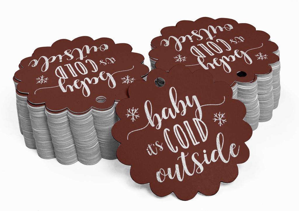 Inkdotpot Gold Foil Paper Hang Tags Baby It's Cold Outside Baby Shower Favor Tags 100