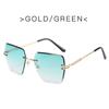 Trendy Polygonal Gradient Men Sunglasses New Frameless Cut Edge Sunglasses for Women Sunscreen and Shading Sunglasses