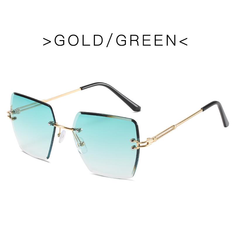 Trendy Polygonal Gradient Men Sunglasses New Frameless Cut Edge Sunglasses for Women Sunscreen and Shading Sunglasses