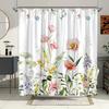 Charming Floral Bath Curtain - Delicate Flowers & Green Leaves, Waterproof Home Decor Adds Natural Beauty To Your Bathroom