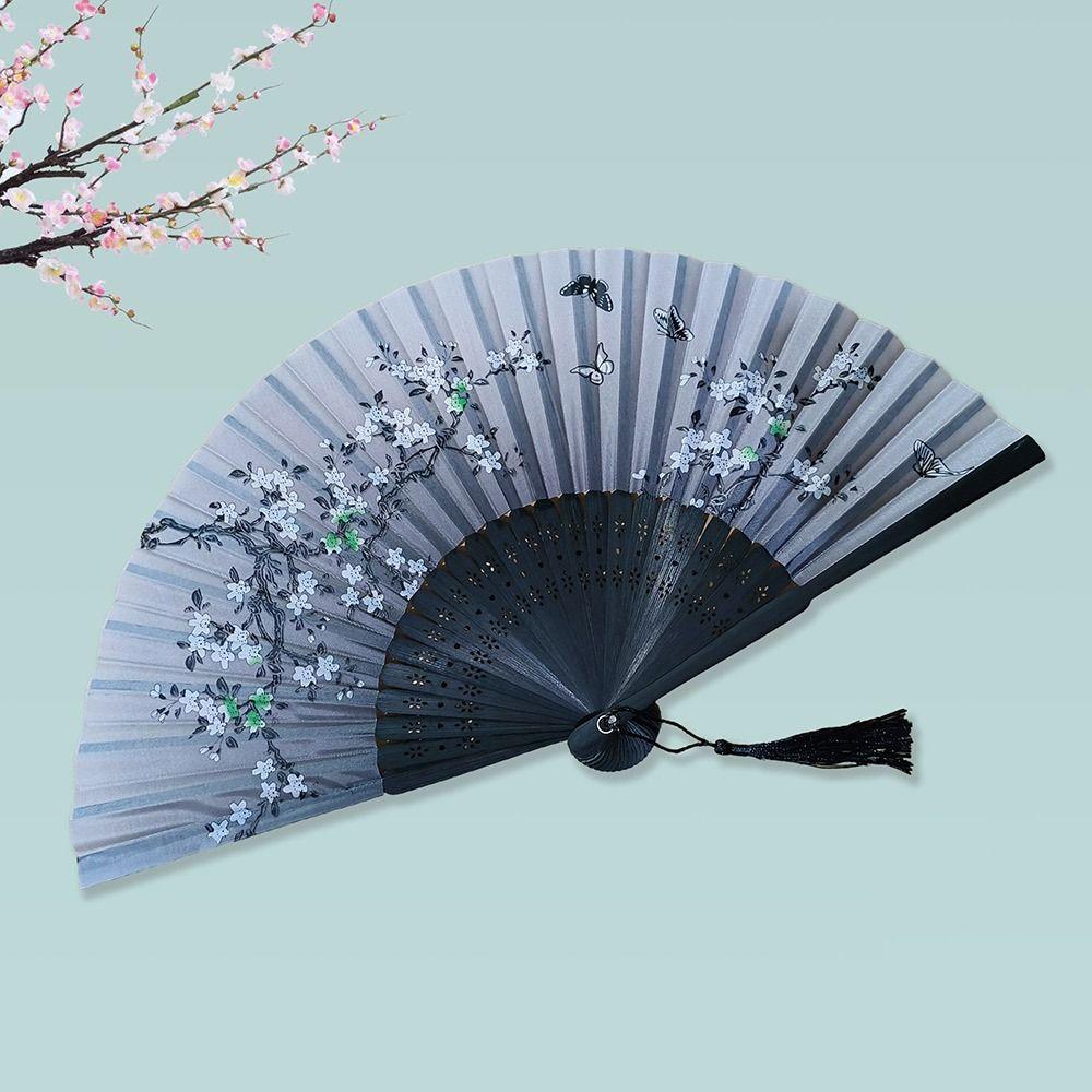 Красочный винтажный складной веер с бамбуковым черенком, классический танцевальный веер, ручной веер, аксессуары для одежды