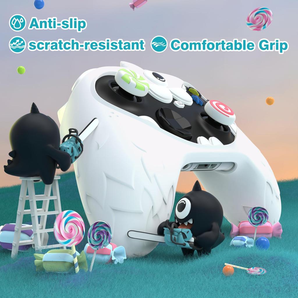 PlayVital Monoeye Monster Cute Silicone Cover для Xbox Series Grip Cover для Xbox Core Full включает в себя колпачок джойстика и наклейку X/S Controller,