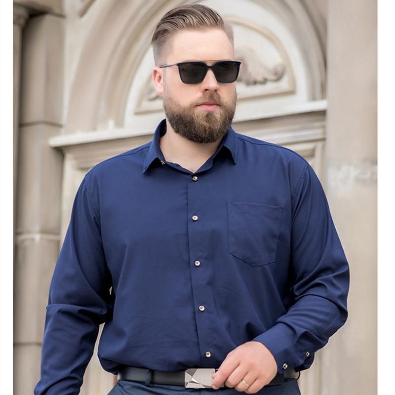 Мужская офисная рубашка большого размера, рубашка с длинным рукавом, официальная деловая рубашка