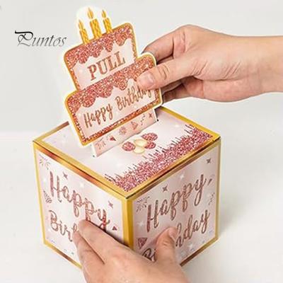 Подарочная коробка для денег с днем ​​рождения, набор с наклейками «сделай сам», футляр для денег на день рождения, выдвижная копилка, реквизит для вечеринки