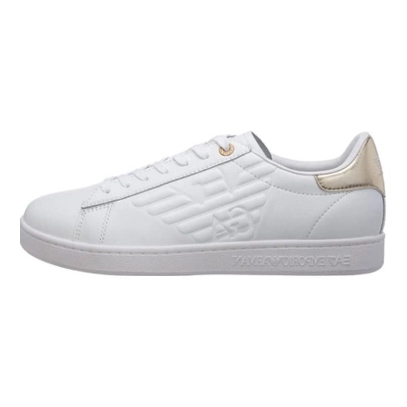 Emporio Armani EA7 Кеды Низкие Повседневные Спортивные с тисненым логотипом Унисекс Белый Платиновый X8X001XCC51R579
