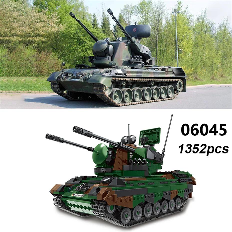 DIY Germany Military Series HX-8 Elefant Tractor PZH2000 Cannon Leopard Tank Lars-2 Rocket Launcher Building Blocks Bricks