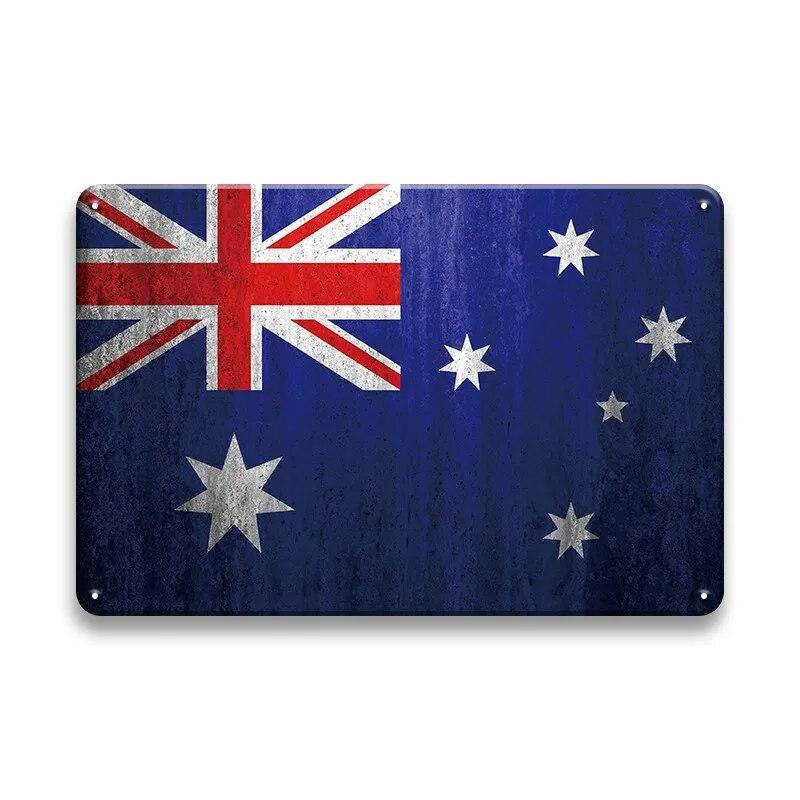 Metal Sign National Flag France Turkey Canada America Wall Decor Tin Sign Country Flag Home Decor Crafts Plaques Metal Poster