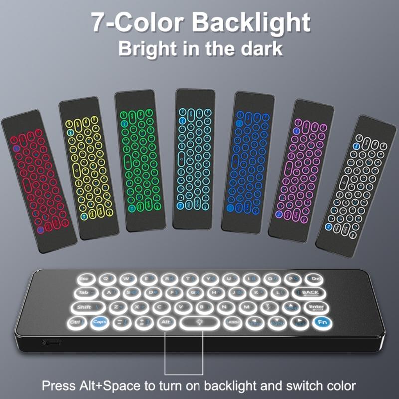 2 в 1 Воздушная мышь Голосовое управление RGB-подсветка 2,4 ГГц Беспроводная воздушная мышь Пульт дистанционного управления с 6-осевым гироскопом USB-приемник