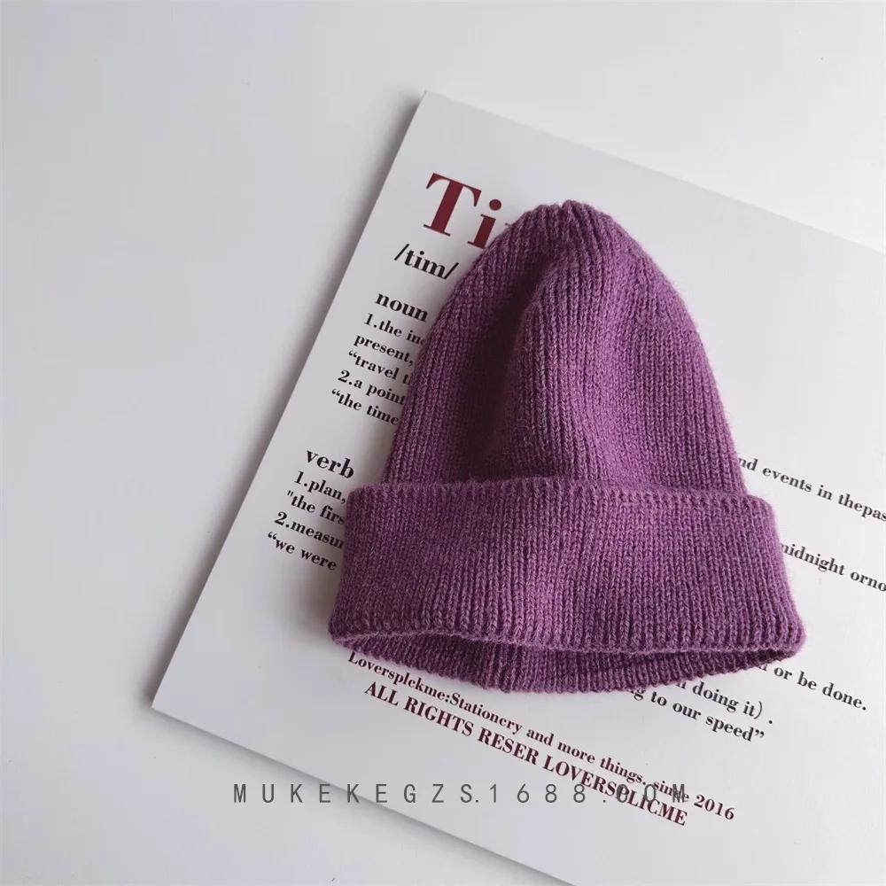 Детская шапочка однотонная вязаная детская зимняя шапка для детей теплая вязаная крючком шапка для мальчиков и девочек шапка для малышей детский чепчик Gorras Gorro