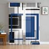 Abstract Geometry Squares Modern Art Blue Tulle Curtains Living Room Kitchen Window Decoration Chiffon Voile Sheer Curtain