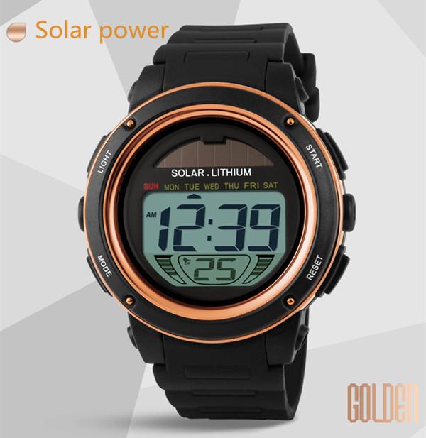 SKMEI 1096 Цифровые часы reloj hombre Наручные часы для спорта на открытом воздухе Мужские Солнечные с PU ремешком Мужские Хронограф Будильник 5 Бар Водонепроницаемые