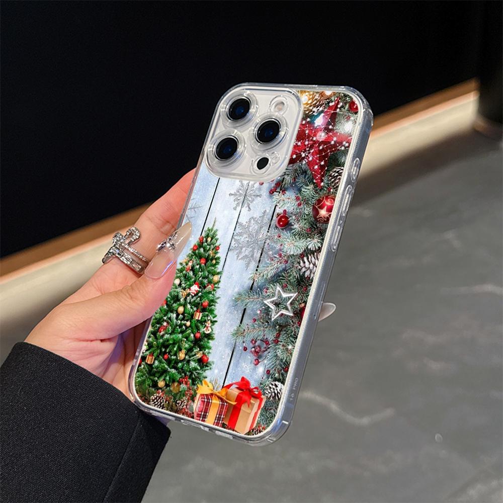 Ae116 Merry Christmas Happy New Year art Magsafe Transparent Cases для Samsung S23 S24 Ultra S21 iPhone 16 Pro Max Magnetic Wireless Charge Back Cover