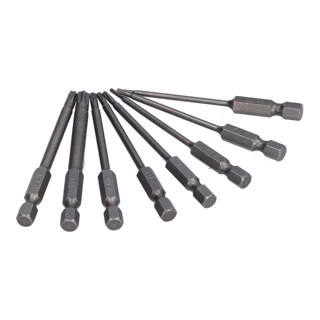 11 Piece Plum Blossom Screwdriver Bit Set 14in Hex Shank S2 Steel Magnetic 75mm Safety Bit Set
