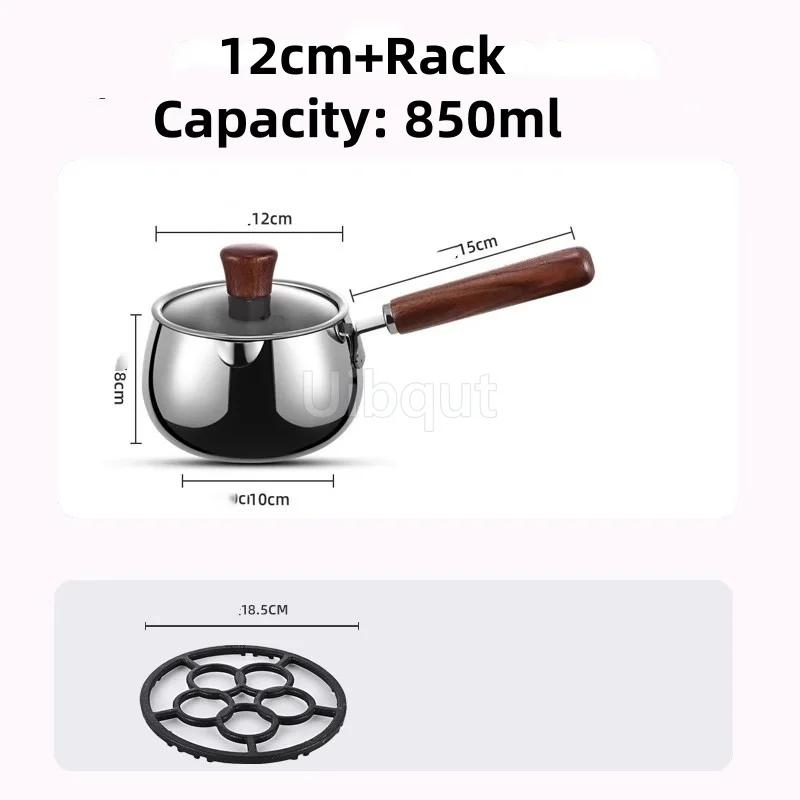 316 Stainless Steel Milk Saucepan with Lid Round Pasta Pot Cookware Stockpot Stovepot for Hotel Camping Restaurant 12 14cm
