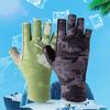 1 Pair Camouflage Half-finger Fishing Gloves UPF 50+ UV Protection Lightweight Men Women Outdoor Sports Sailing Kayak Paddling Rowing Fingerless Glove