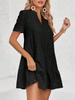 Women's Eyelet Lace Babydoll Dress Short Sleeve V Neck Flowy Summer Tunic Dress