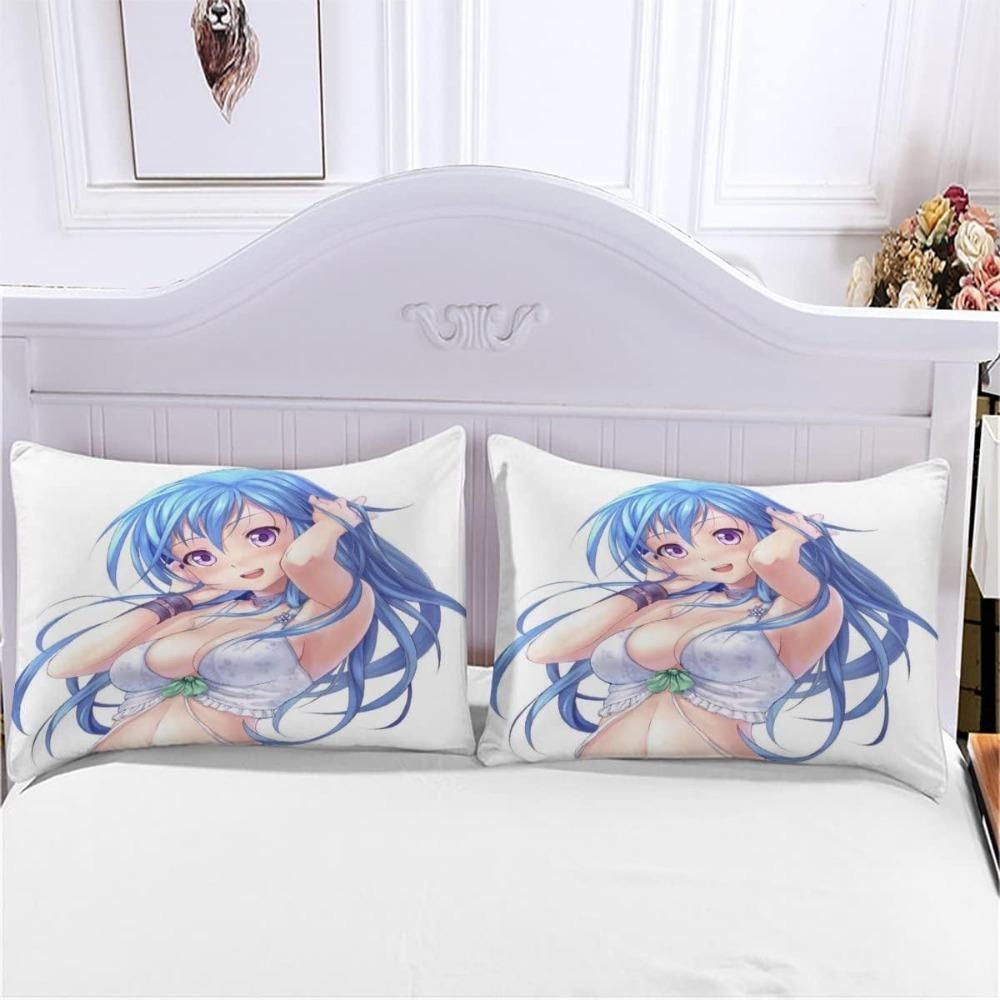Мультяшный комплект постельного белья с аниме-девушкой, 3 предмета, 3D-принт, аниме-пододеяльник на молнии, подростковое микрофибровое постельное белье с 2 наволочками