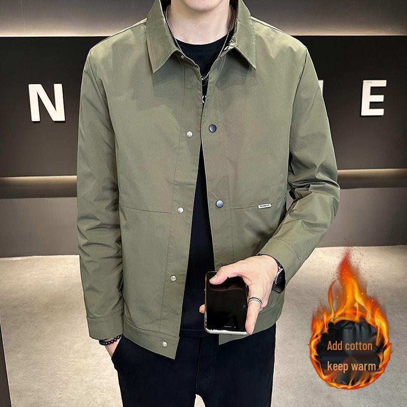 Мужская хлопковая куртка приталенного кроя - Стильная, теплая, универсальная, с отложным воротником для осени и зимы