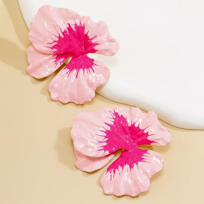 Милые девушки цветы серьги-гвоздики женская мода капельное масло градиент цвета металлический сплав сложенные нерегулярные цветочные серьги ювелирные аксессуары