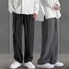 Модные широкие брюки, прямые брюки, мужские свободные брюки из ледяного шелка с эластичной резинкой на талии