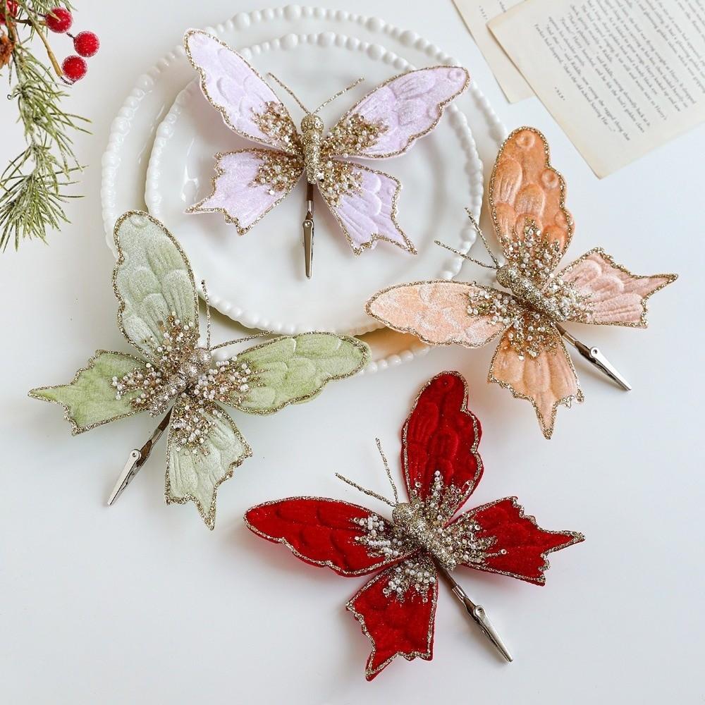 Sequins Artificial Butterfly Clip Simulated Christmas Tree Decoration Home Party