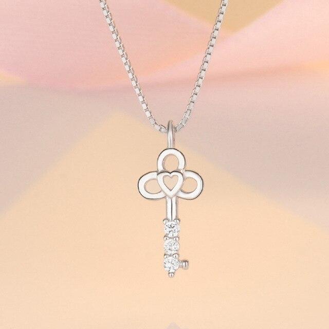 Высокая акция самая низкая цена 925 стерлингового серебра Love Key кубический циркон камни кулон ожерелье для женщин свадьба помолвка подарок