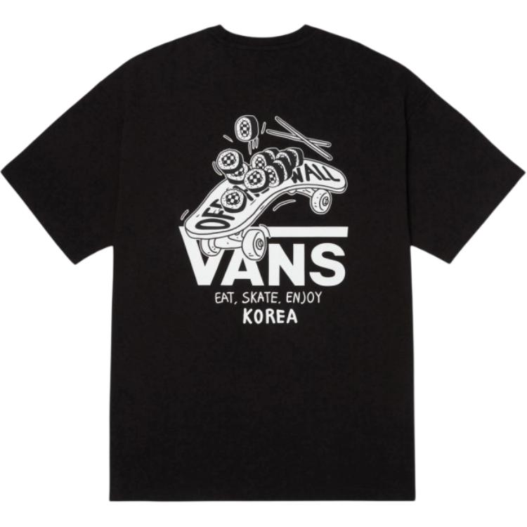 Vans Простая минималистская футболка с логотипом бренда и круглым вырезом, прямой крой, короткий рукав, мужские топы, черный цвет VN000NWABLK1