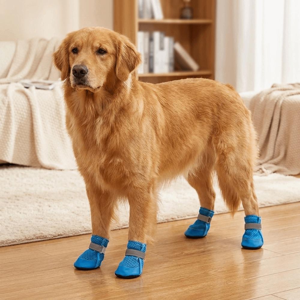 4PCS/SET Non-Slip Pet Mesh Shoes Wear-Resistant Pet Paw Protector Pet Footwear Outdoor Use