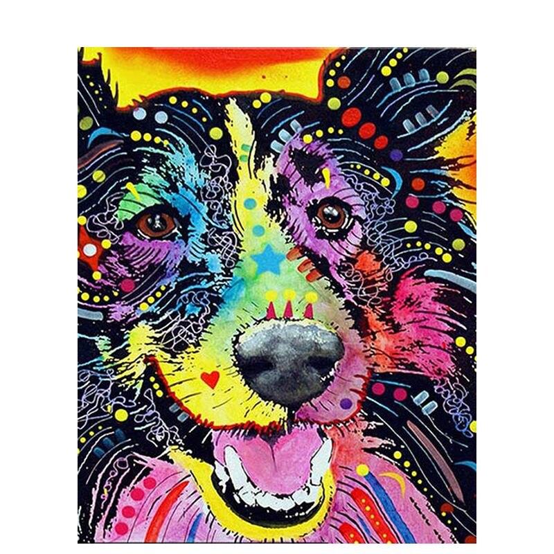 5D круглая алмазная живопись Цветная собака животное для детей и взрослых картина вышивка мозаика дизайн ремесла домашний декор подарок