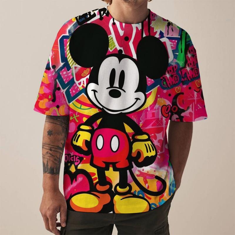 Мужская футболка с принтом Микки Мауса от Disney, модный праздничный подарок, мужская, с круглым вырезом, короткий рукав, оверсайз, хип-хоп одежда, для мальчиков
