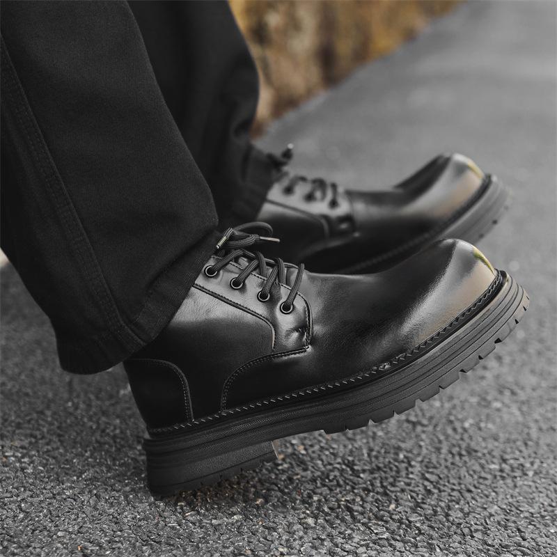 New Martin Boots Men's Lightweight and Versatile Thick-soled Heightening British Style Autumn and Winter Velvet Boots Shoes 70069-J