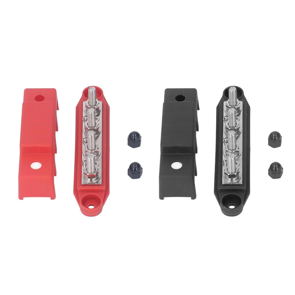 DC 12V-48V 250A Клеммная шина Распределительный блок питания аккумулятора с крышкой Винт M8 4 для автомобиля, лодки, дома на колесах, грузовика 2 шт.