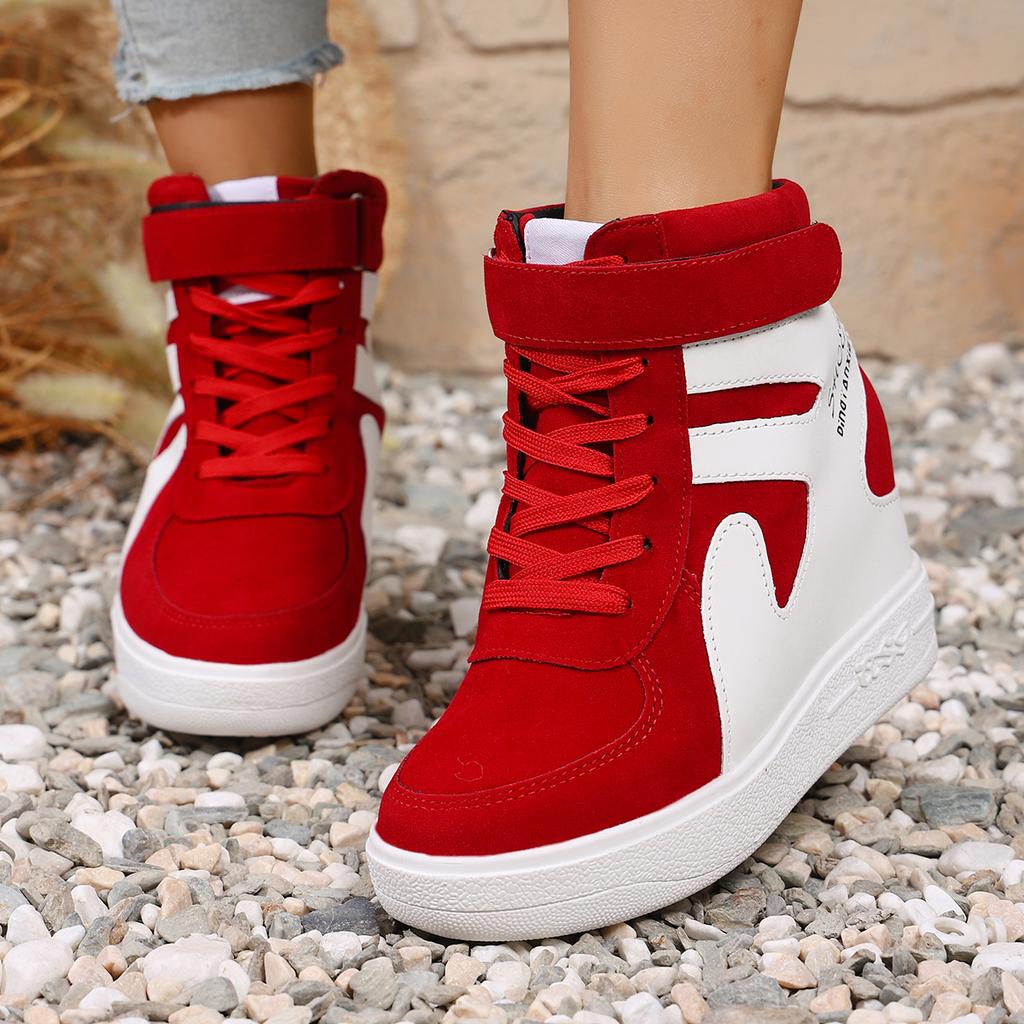 Мода 2025 Женские высокие кроссовки на платформе Удобные кроссовки на платформе с вулканизированной подошвой Женская повседневная обувь на танкетке Женская обувь