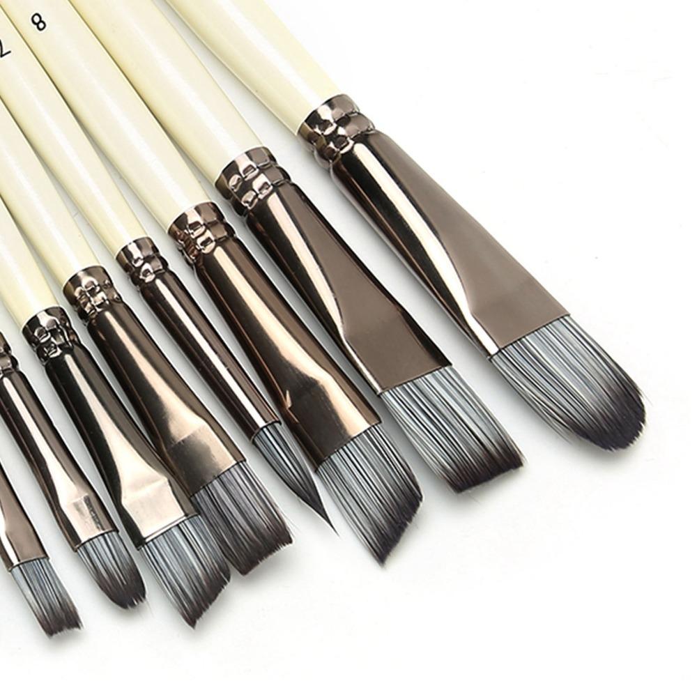 10PCS Multi Size Tips Nylon Fiber Painting Brushes Artist Painting Tool Set Oil Painting